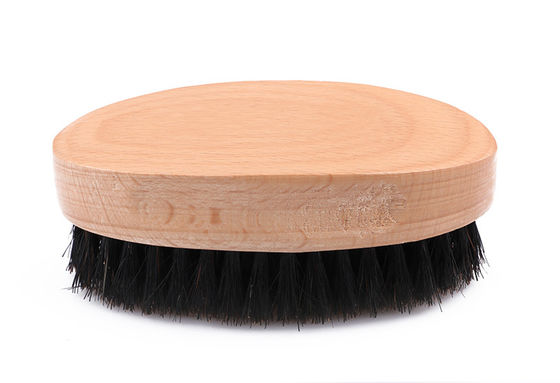Black Boars Hair Beard Brush Oval Shaped Beech Wooden For Men Moustache
