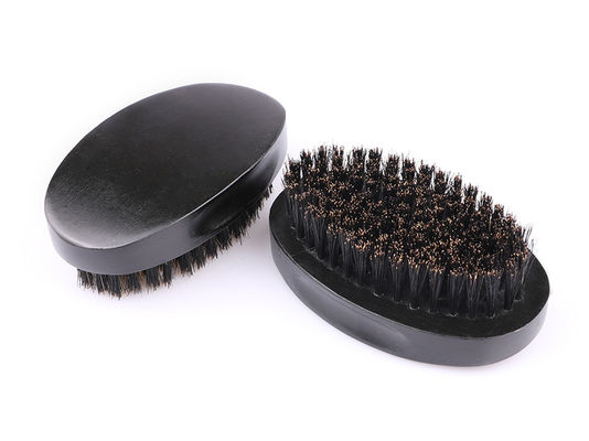 Black Boars Hair Beard Brush Oval Shaped Beech Wooden For Men Moustache