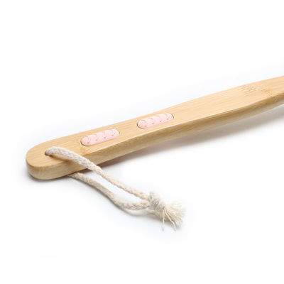 Dual-Sided Long Handle Exfoliating Back Scrubber Brush with Bamboo Handle
