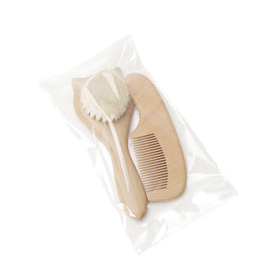 Baby Hair Brush Goat Wood Toddler Bath Brush And Comb Kit