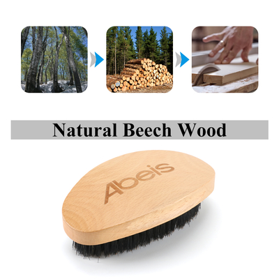 12.7cm Wooden Handle 360 Wave Brush with Boar Bristles