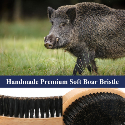12.7cm Wooden Handle 360 Wave Brush with Boar Bristles