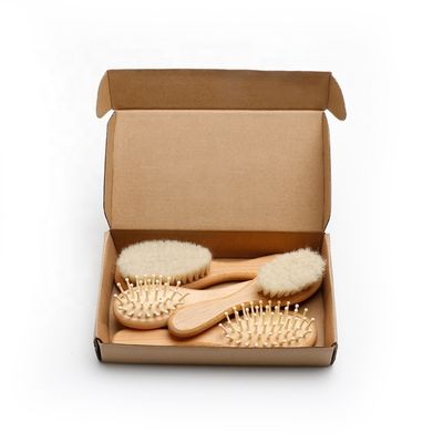 부드러운 빗자루와 함께 맞춤형 나무 아기 브러쉬 세트 자연 염소 털 4Pcs