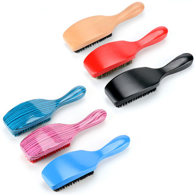 Custom Soft Red Boar Bristle 360 Curved Wave Brush Long Handle For Hair Style