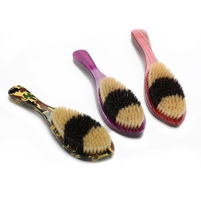 Customized Logo Two Color Boar Bristle Wave Brush For Men'S Hair Styling