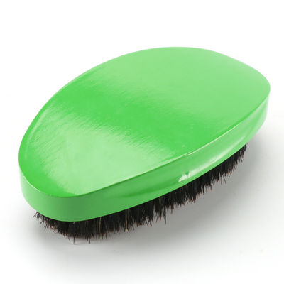 Medium Hard Boar Bristle 360 Wave Brush Bend Curve Green Hairbrush Custom Logo