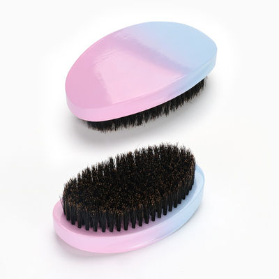 Custom Logo 360 Wave Brush PU Gradient Glossy Soft Medium Bristle Wood Curved